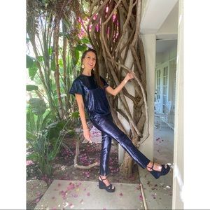 Prabal Gurung Midnight Blue Sequined T-Shirt